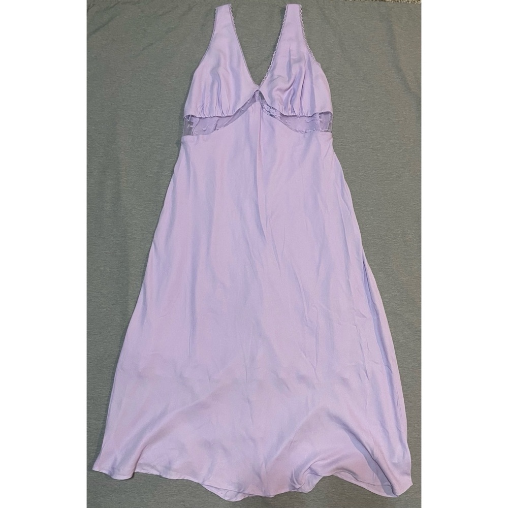 Wild Fable Lilac Lace Slip Midi Dress XXL | Y2K Satin Tie Back Summer Dress - Picture 4 of 14